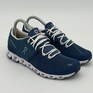 On Cloud Running Shoes Womens 7.5 Denim Blue White Lightweight Sneakers